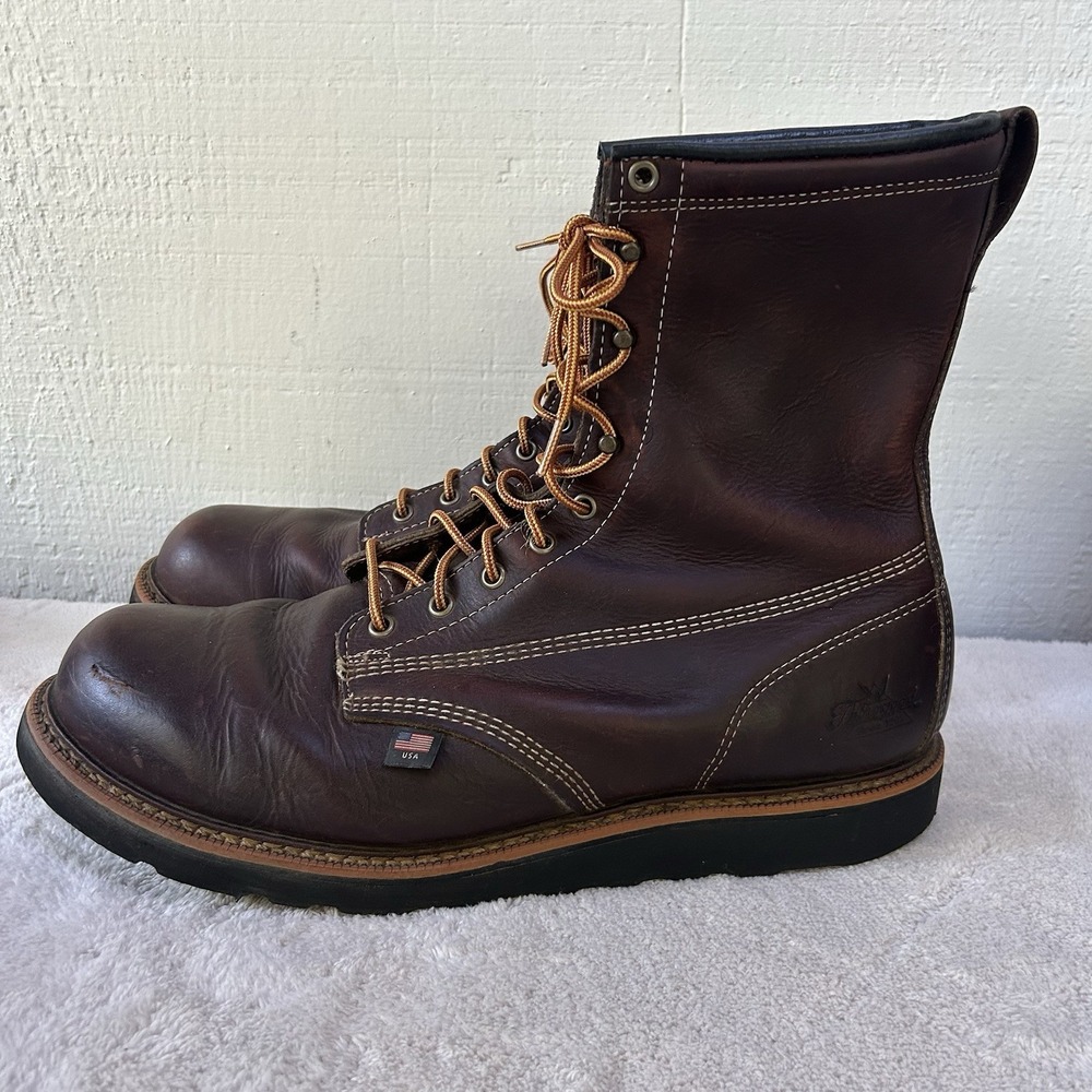 Thorogood 8" Heritage Wedge Sole Work Boots 814-4269 Dark Brown Leather 14EE